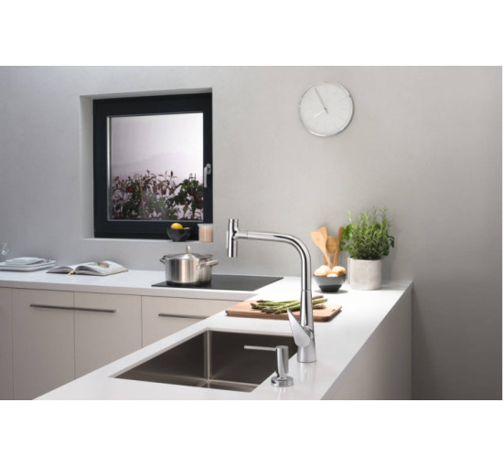 Смеситель Hansgrohe Talis Select 300 2jet кухонный с вытяжным изливом Sbox (73867000)