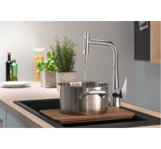 Смеситель Hansgrohe Talis Select 300 2jet кухонный с вытяжным изливом Sbox (73867000)