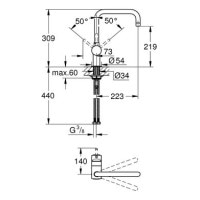 Змішувач для кухні одноважільний GROHE Vento сатин латунь 30429DC0