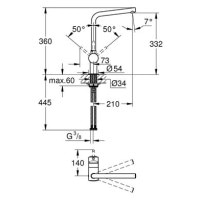 Смеситель для кухни однорычажный GROHE Vento сатин латунь 30425DC0