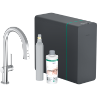 Змішувач hansgrohe Aqittura M91 SodaSystem 210 для кухонної мийки, хром 76806000
