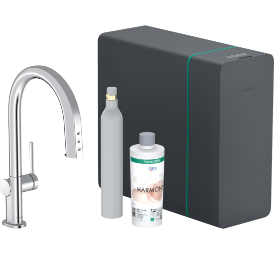 Смеситель hansgrohe Aqittura M91 SodaSystem 210 для кухонной мойки, хром 76806000