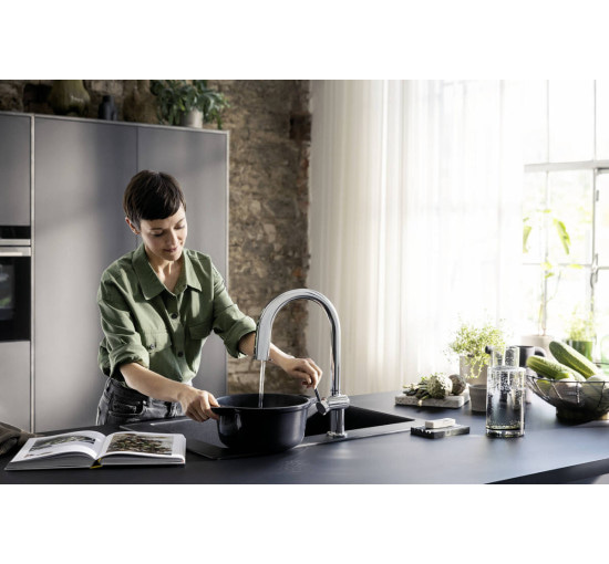 Смеситель hansgrohe Aqittura M91 SodaSystem 210 для кухонной мойки, хром 76806000