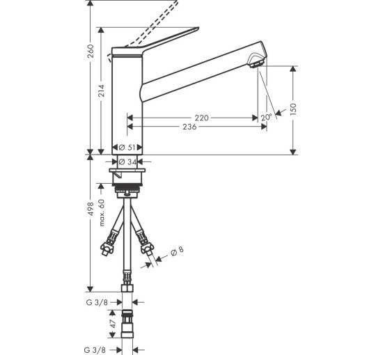 Смеситель hansgrohe Zesis M33 LowPressure для кухонной мойки, хром 74806000