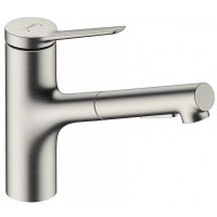 Змішувач hansgrohe Zesis M33 з висувним зливом для кухонної мийки, пфд сталь 74820800