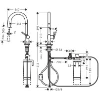 Смеситель для кухни с краном для фильтрованной воды HANSGROHE Aqittura M91 хром латунь 76801000