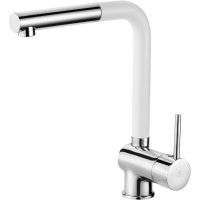 Змішувач для мийки Deante Aster хром/білий з висувним носиком (BCA W730)