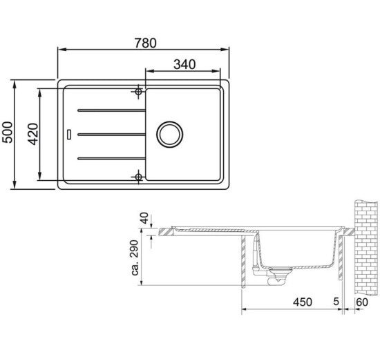 Кухонная мойка Franke Basis BFG 611-78 (114.0565.087) гранитная - врезная - оборотная - цвет Серый камень