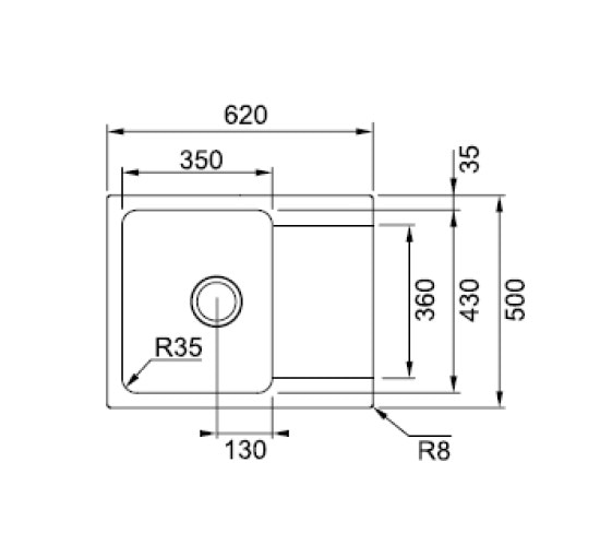 Кухонная мойка Franke ORION OID 611-62 черный 620x500 (114.0498.008)