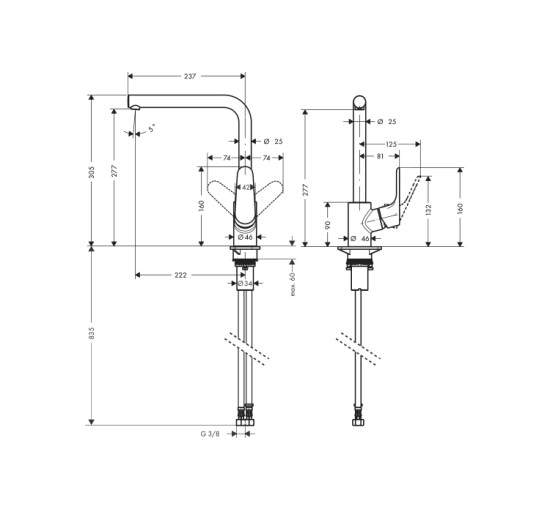 Смеситель Hansgrohe Focus 280 для кухни Matt Black (31817670)