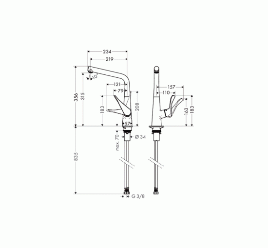 Смеситель Hansgrohe Metris 320 для кухни (14822000)