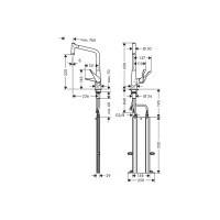 Змішувач Hansgrohe Metris M71 320 2jet кухонний з витяжним виливом Sbox (73801000)