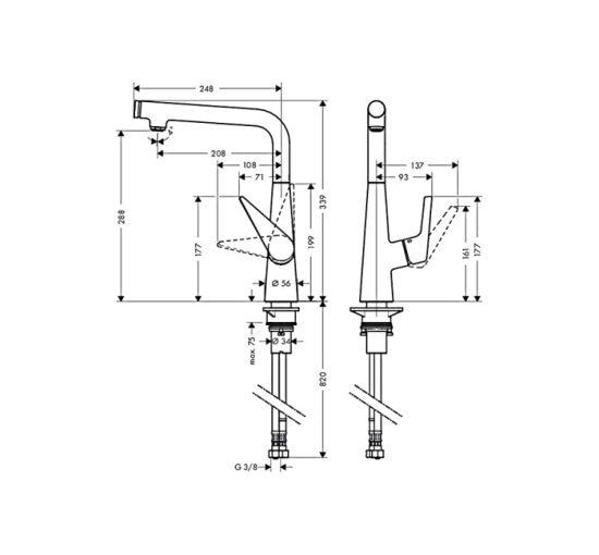 Змішувач Hansgrohe Talis Select S 300 для кухні з поворотним виливом (72820000)