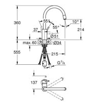 Змішувач кухонний із витяжним душем GROHE CONCETTO хром латунь 32663003