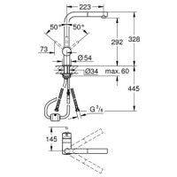 Змішувач для кухні із висувною лійкою GROHE Vento хром латунь 30436000