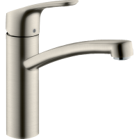 Змішувач hansgrohe Focus для кухонної мийки з поворотним гусаком, сталь 31806800