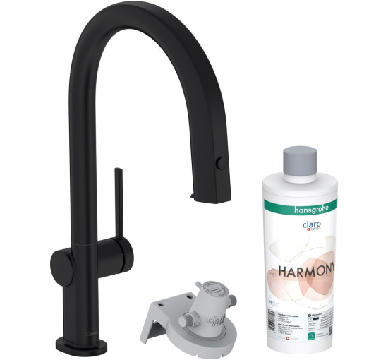 Змішувач для кухні із краном для фільтрованої води HANSGROHE Aqittura M91 чорний латунь 76801670