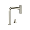 Змішувач Hansgrohe Metris Select 200 кухонний з витяжним виливом 2Jet на 2 отвори Sbox Steel Finis (73818800)