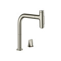 Смеситель Hansgrohe Metris Select 200 кухонный с вытяжным изливом 2Jet на 2 отверстия Sbox Steel Finis (73818800)