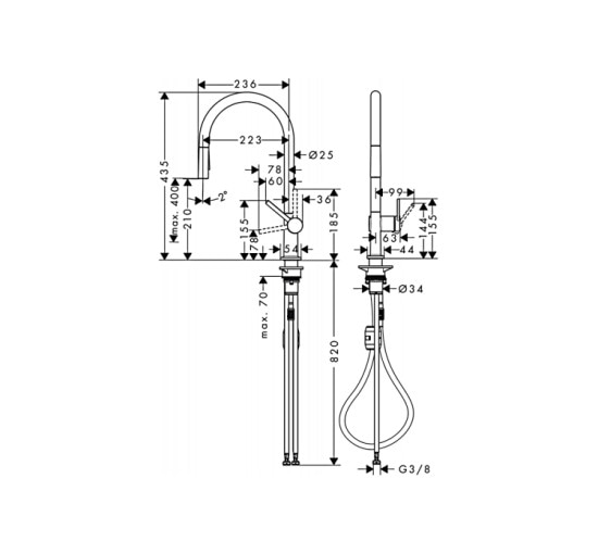 Змішувач Hansgrohe Talis M54 210 2jet кухонний з витяжним виливом (72800000)