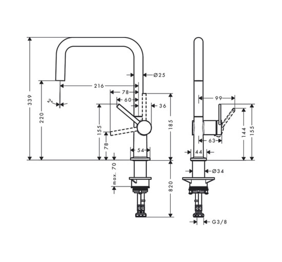 Смеситель Hansgrohe Talis M54 U 220 кухонный (72806000)