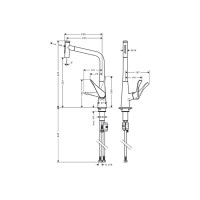 Змішувач Hansgrohe Metris Select 320 2jet кухонний з витяжним виливом (73820000)