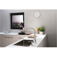 Смеситель Hansgrohe Metris Select 320 2jet кухонный с вытяжным изливом (73820000)