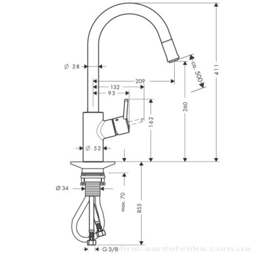 Смеситель hansgrohe Talis S2 Variarc для кухонной мойки 14872000 хром