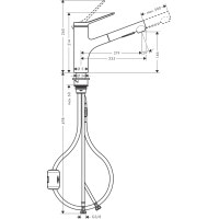 Змішувач hansgrohe Zesis M33 з висувним зливом для кухонної мийки, хром 74820000