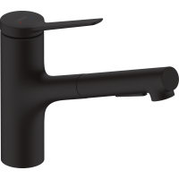 Змішувач hansgrohe Zesis M33 sBox з висувним зливом для кухонної мийки, чорний матовий 74821670