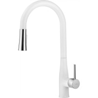Змішувач для мийки Deante Lukrecja хром/білий з висувним носиком U (BDH W720)