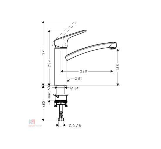 Змішувач Hansgrohe Logis 160 для кухні (71832000)