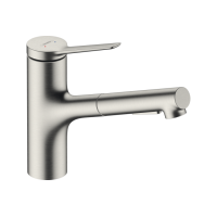 Змішувач Hansgrohe Zesis M33 150 2jet кухонний з витяжним виливом sBox Lite (74803800) Stainless Steel Finish