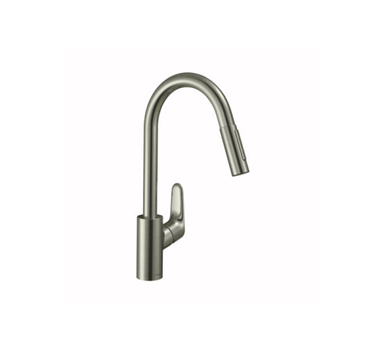 Змішувач Hansgrohe Focus 240 2jet для кухні з висувним виливом Sbox Stainless Steel Finish (73880800)