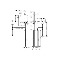 Змішувач Hansgrohe Metris Select 200 кухонний з витяжним виливом на 2 отвори Sbox (73804000)