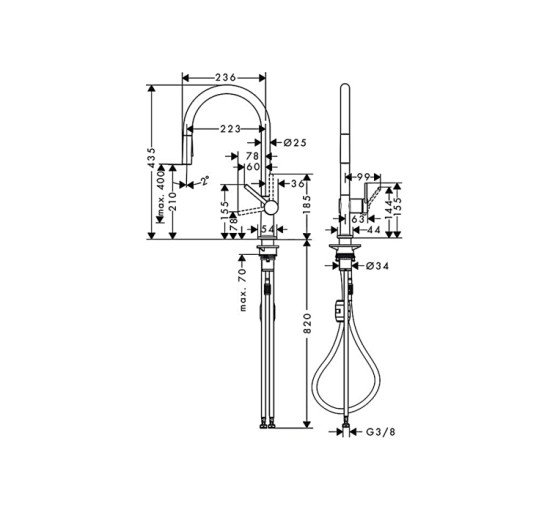 Смеситель Hansgrohe Talis M54 210 2jet кухонный с вытяжным изливом Matt Black (72800670)