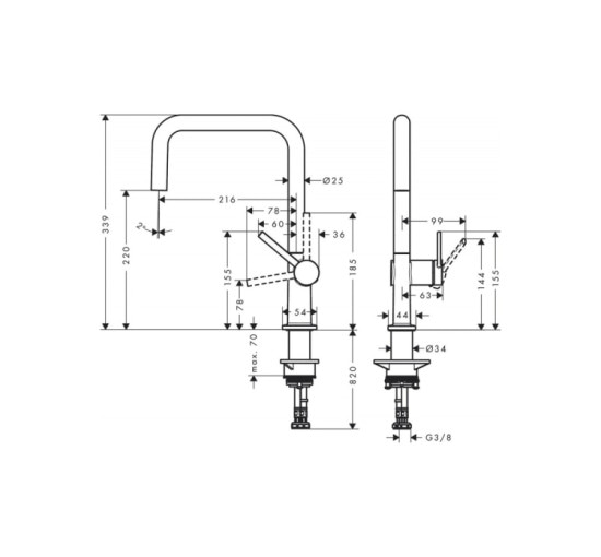 Змішувач Hansgrohe Talis M54 U 220 кухонний Matt Black (72806670)