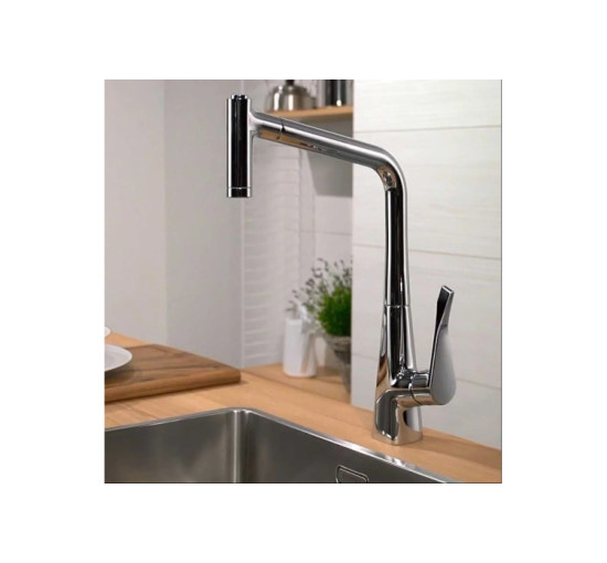 Змішувач Hansgrohe Metris Select 240 1jet кухонний з витяжним виливом (14857000)