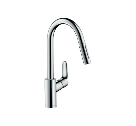 Смеситель Hansgrohe Focus 240 2jet для кухни с выдвижным изливом Sbox (73880000)