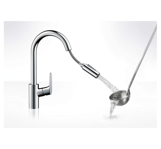 Смеситель Hansgrohe Focus 240 2jet для кухни с выдвижным изливом Sbox (73880000)