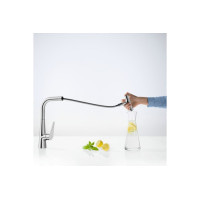 Змішувач Hansgrohe Metris Select 240 1jet кухонний з витяжним виливом (14857000)