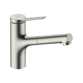 Змішувач Hansgrohe Zesis M33 150 2jet кухонний з витяжним виливом (74800800) Stainless Steel Finish