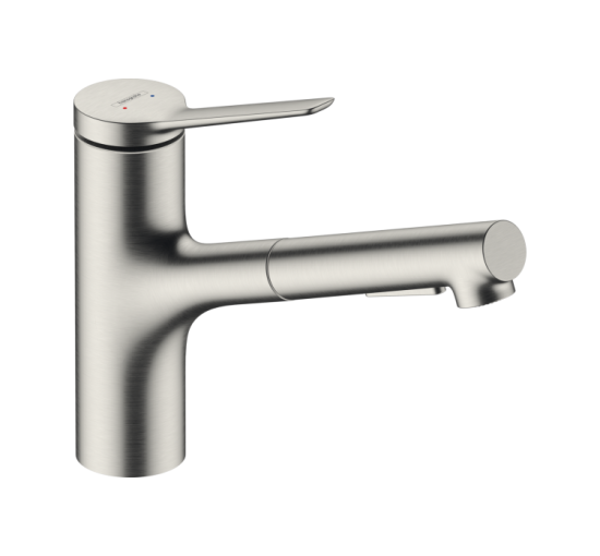 Змішувач Hansgrohe Zesis M33 150 2jet кухонний з витяжним виливом (74800800) Stainless Steel Finish