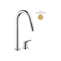 Змішувач Axor Citterio М 220 для кухні на 2 отвори з витяжним виливом Polished gold optic (34822990)