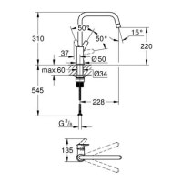 Смеситель для кухни однорычажный GROHE QuickFix Start черный латунь 304702430