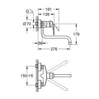 Змішувач одноважільний настінного монтажу GROHE Eurosmart хром латунь 32224003