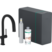 Змішувач hansgrohe Aqittura M91 SodaSystem 210 для кухонної мийки, чорний матовий 76803670