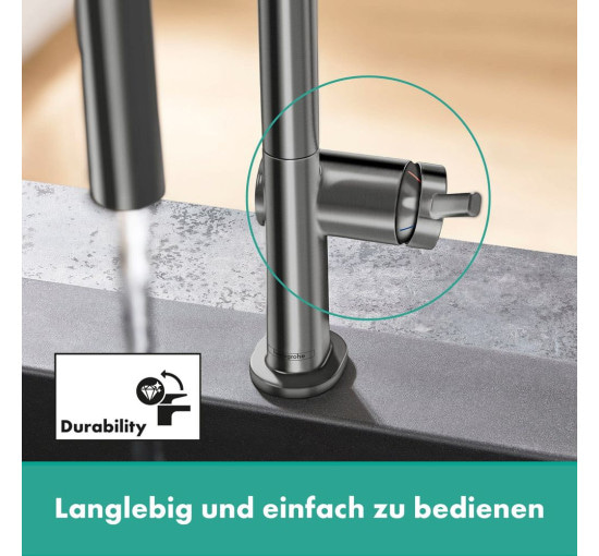 Смеситель для кухни с выдвижной воронкой HANSGROHE Talis M54&sBox сатин латунь 72801340