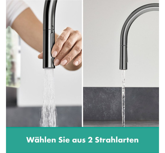 Смеситель для кухни с выдвижной воронкой HANSGROHE Talis M54&sBox сатин латунь 72801340