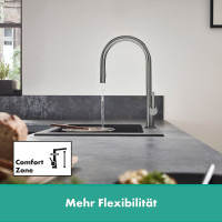 Смеситель для кухни с выдвижной воронкой HANSGROHE Talis M54&sBox сатин латунь 72801340